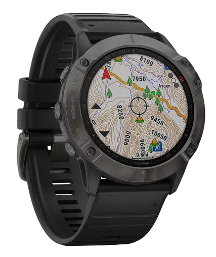 Garmin Fenix 6X Multi-GPS Wrist HRM Sapphire Carbon Grey DLC Black Band