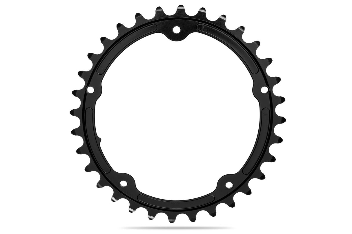absoluteBLACK Oval PREMIUM Shimano 110BCD 5 Hole 2X Sub Compact Chainring Black