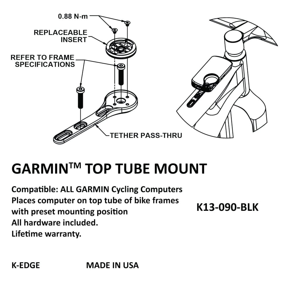 K-Edge Top Tube Mount For Garmin