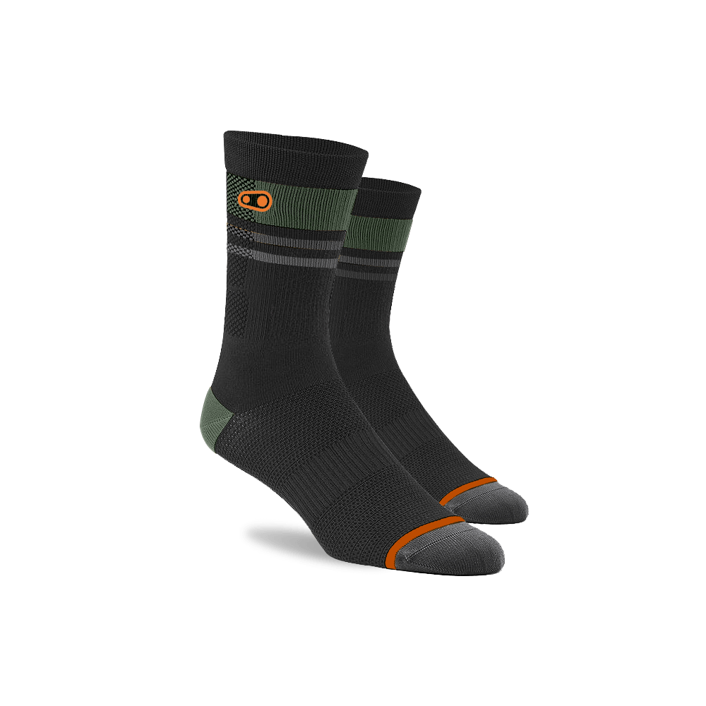 Crankbrothers Icon MTB Sock - Black/Green/Orange - Small/Medium