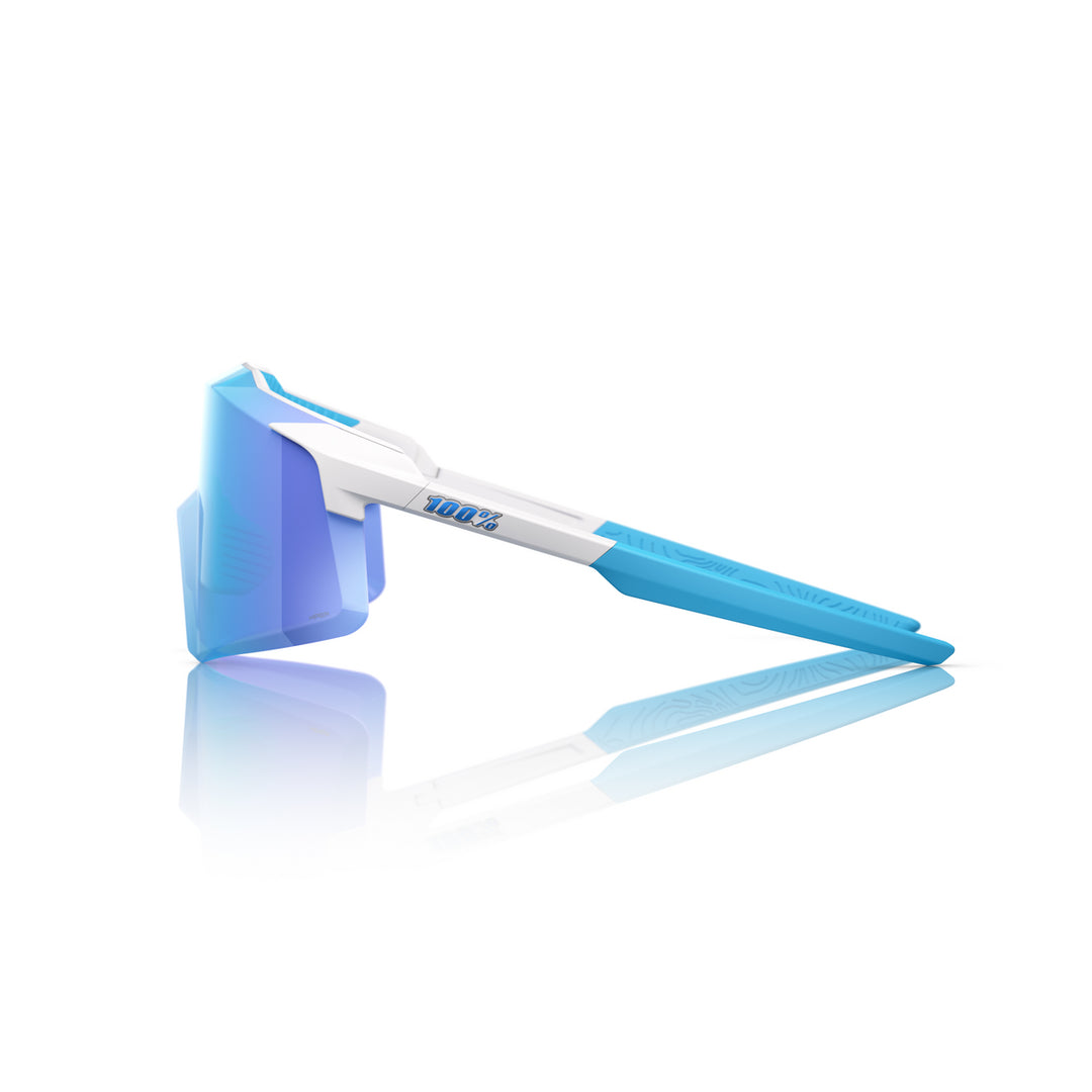 100 Percent Aerocraft Sunglasses - Matte White/HiPER Blue Mirror