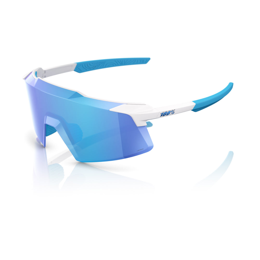 100 Percent Aerocraft Sunglasses - Matte White/HiPER Blue Mirror