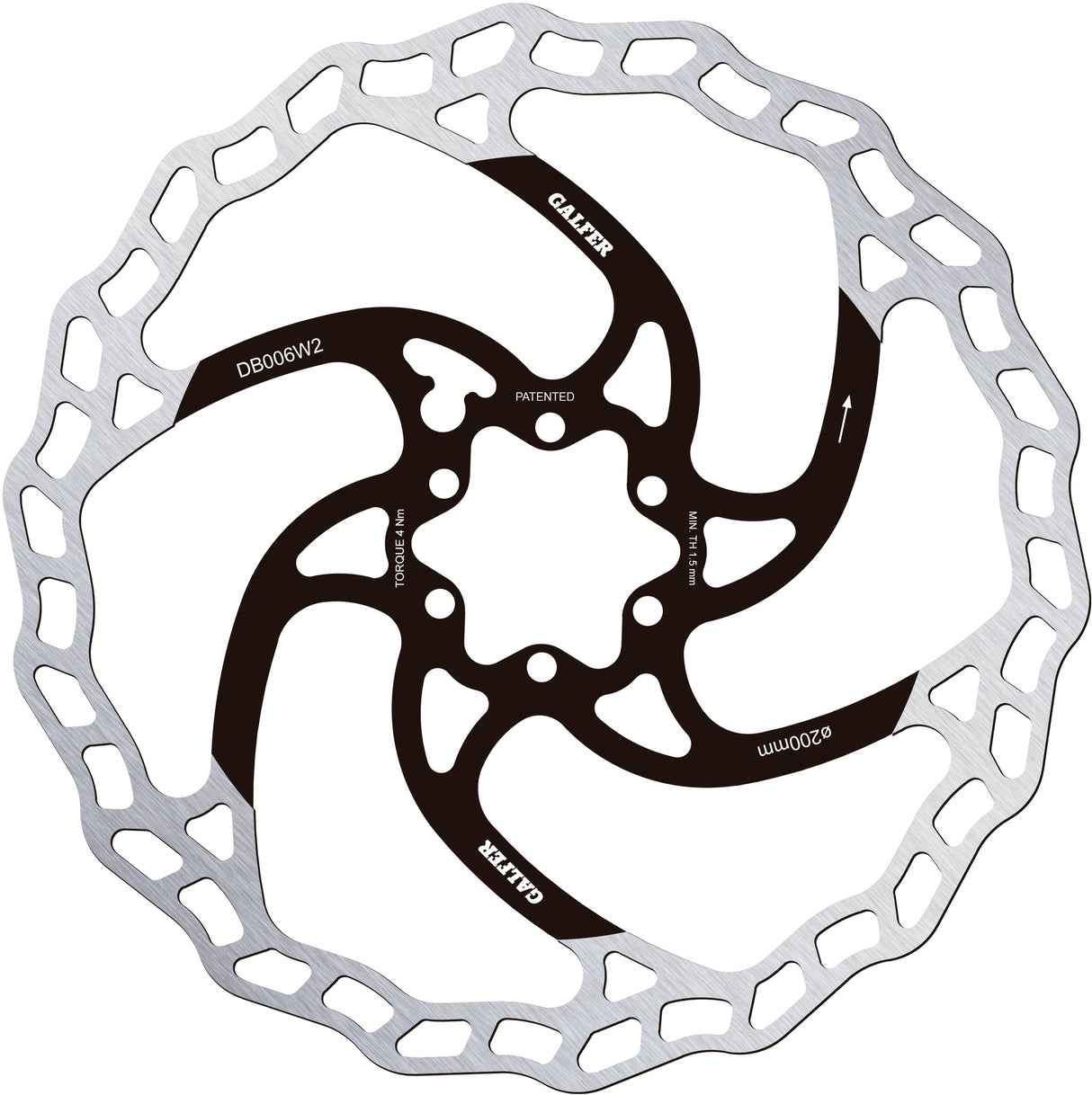 GALFER BIKE Fixed Disc Wave 6 Bolt 200x2.00mm