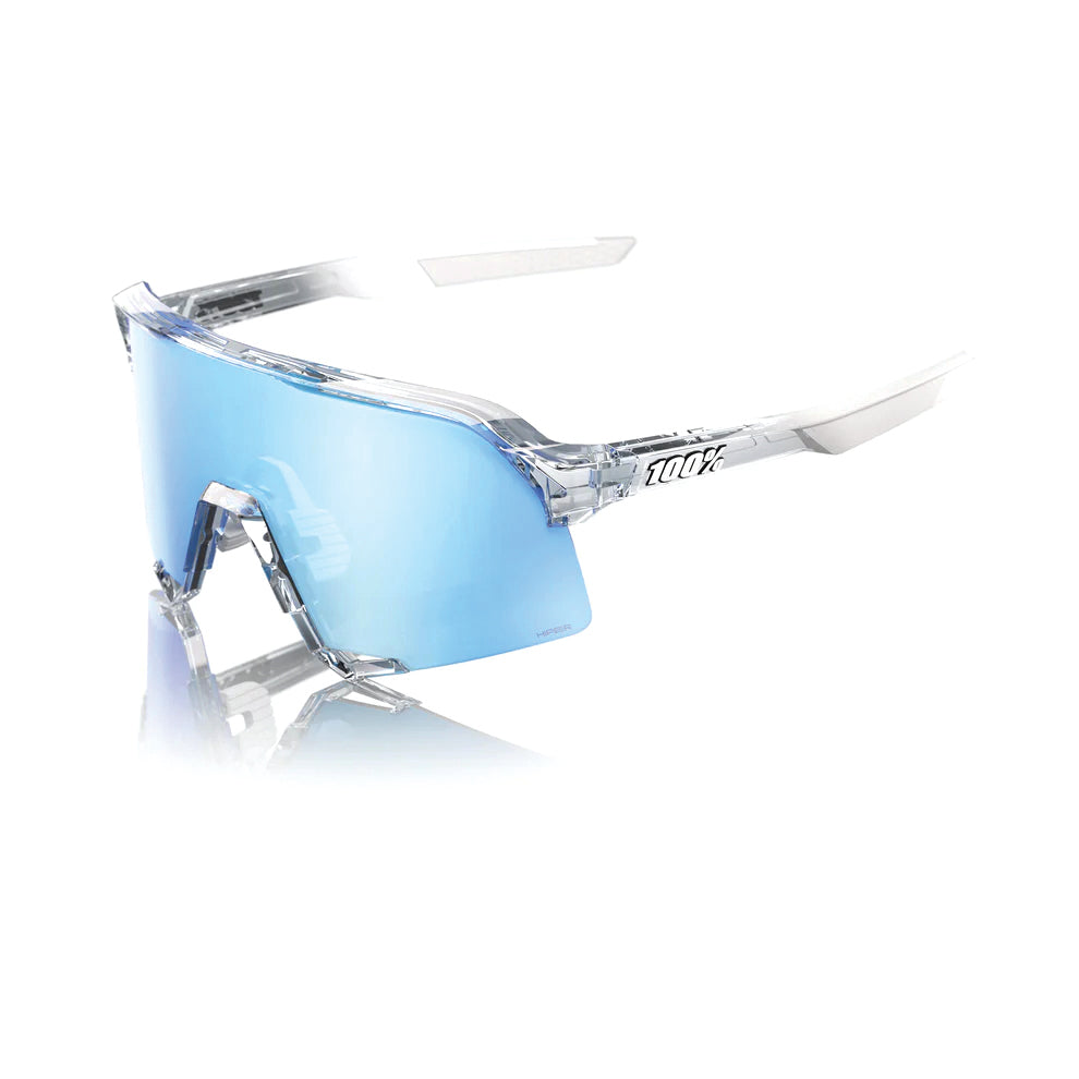 100 Percent S3 - Polished Translucent Clear - HiPER Blue Sunglasses