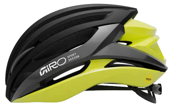 Giro Syntax MIPS Road Cycling Helmet - Matte Black / Gloss Hi-Vis Yellow