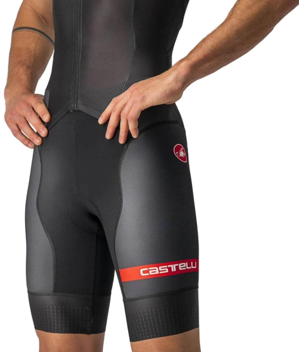 CASTELLI FREE SANREMO SUIT SLEEVELESS BLACK SIDE FRONT FACING MODEL
