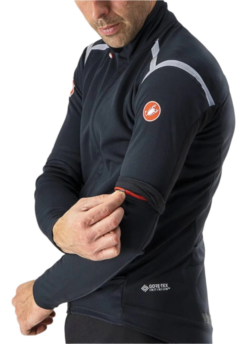 CASTELLI PERFETTO ROS CONVERTIBLE JACKET LIGHT BLACK/SILVER REFLEX SLEEVE