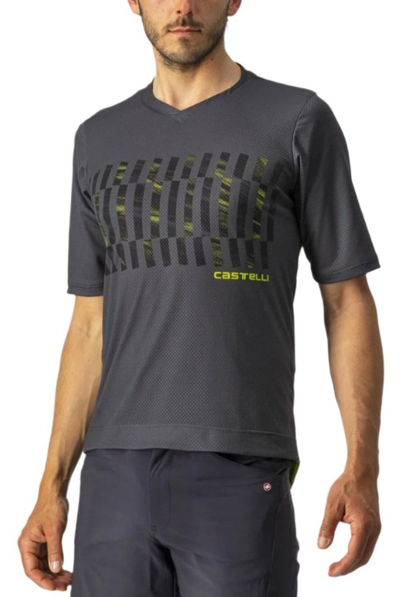 CASTELLI TRAIL TECH TEE DARK GREY/BLACK-ELECTRIC LIME