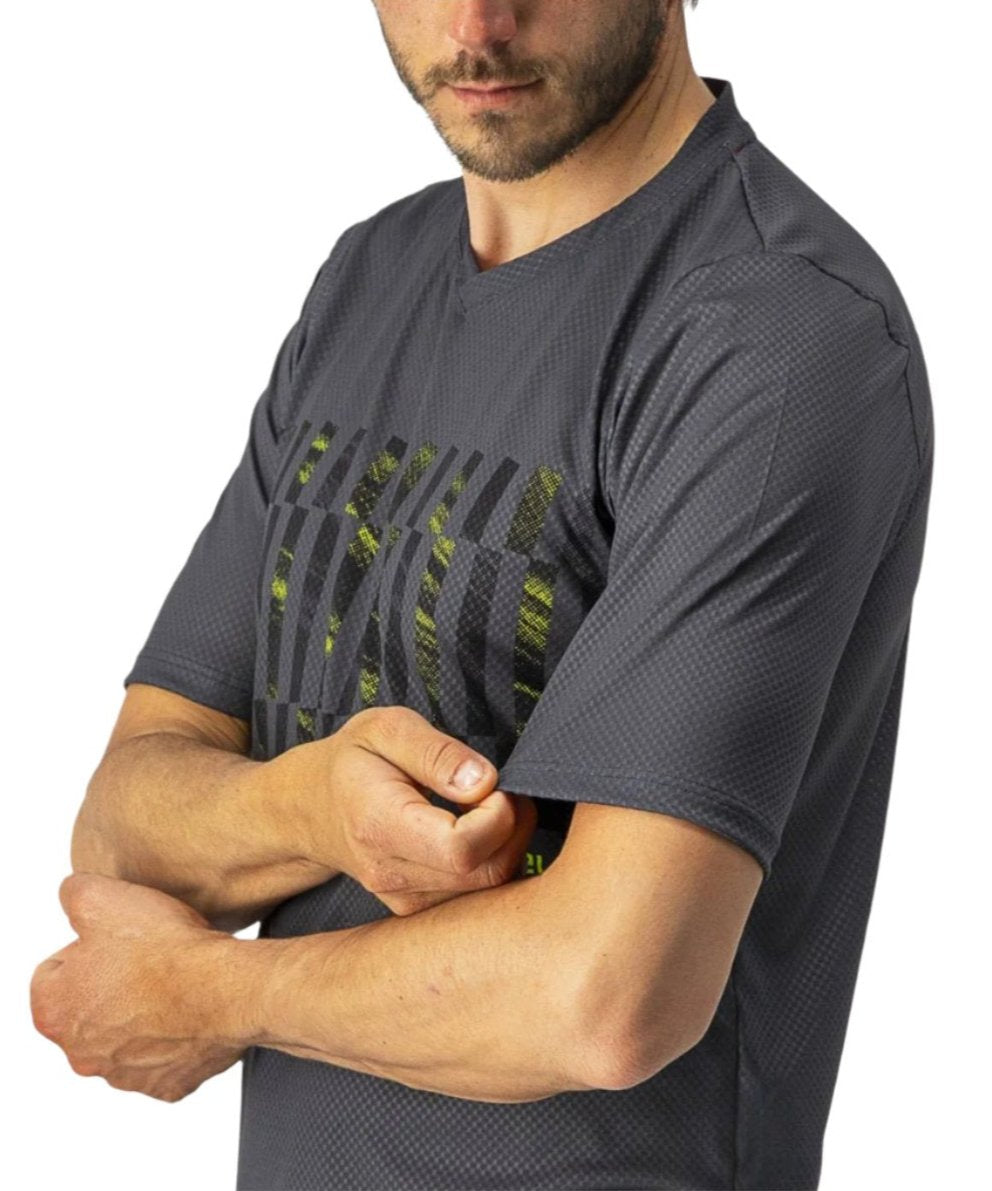 CASTELLI TRAIL TECH TEE DARK GREY/BLACK-ELECTRIC LIME SLEEVE