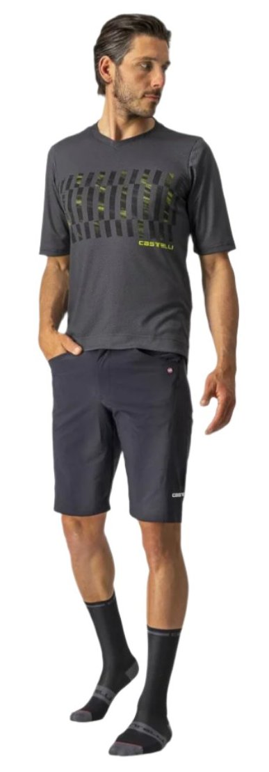 CASTELLI TRAIL TECH TEE DARK GREY/BLACK-ELECTRIC LIME MODEL