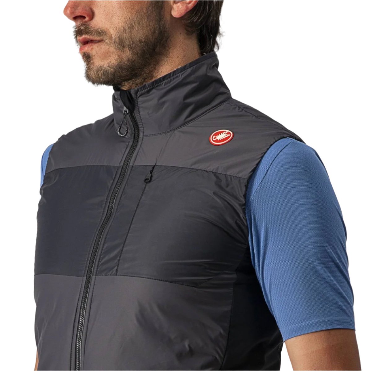 CASTELLI UNLIMITED PUFFY VEST DARK GREY/BLACK-SILVER GREY SIDE FRONT