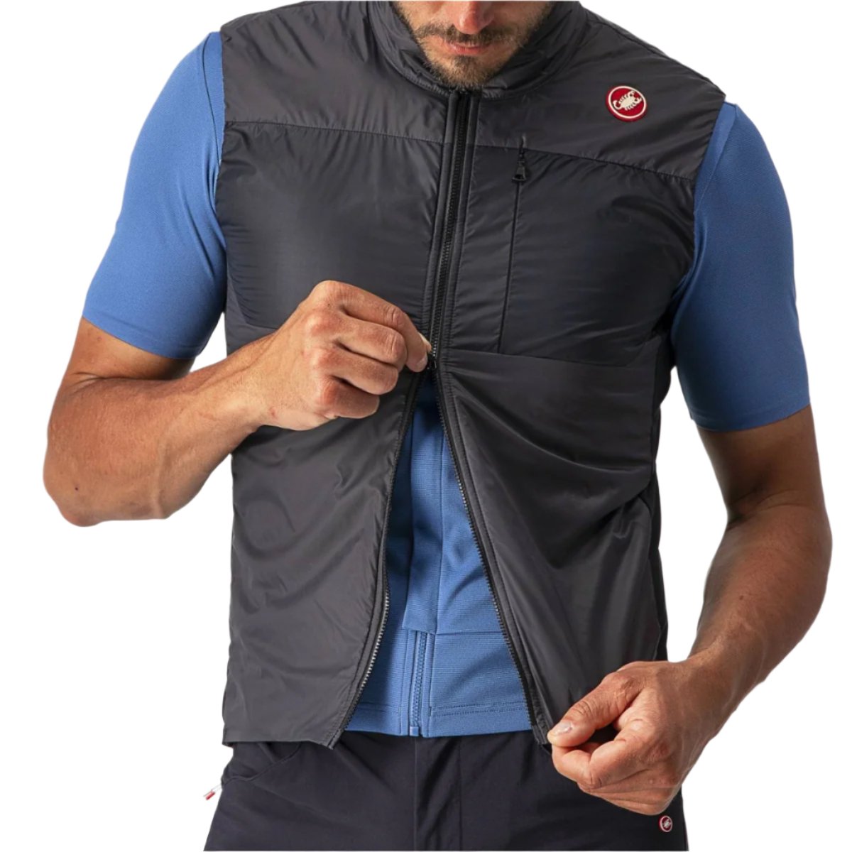 CASTELLI UNLIMITED PUFFY VEST DARK GREY/BLACK-SILVER GREY FRONT ZIPPER