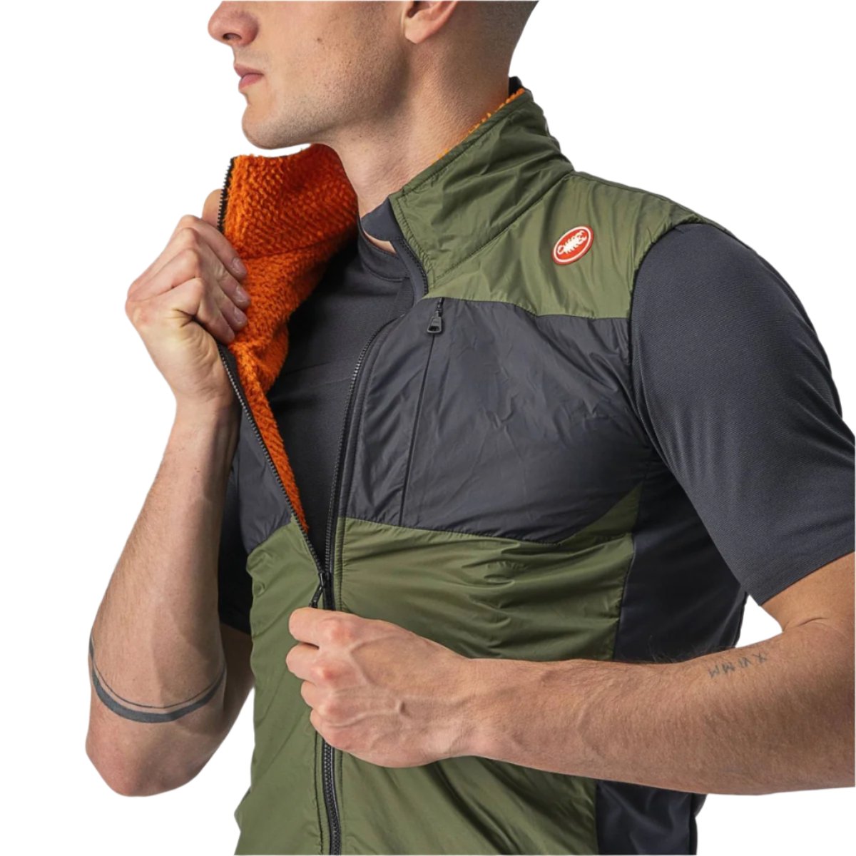 CASTELLI UNLIMITED PUFFY VEST LIGHT MILITARY GREY/DARK GREY- SIDE FRONT