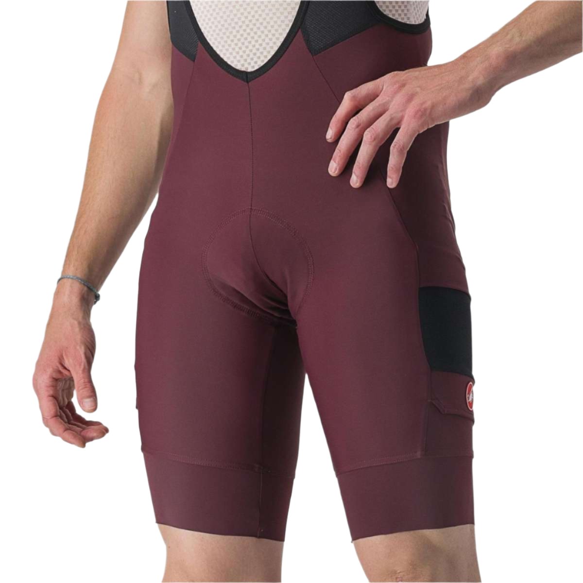 CASTELLI UNLIMITED CARGO BIBSHORT DEEP BORDEAUX SIDE FRONT
