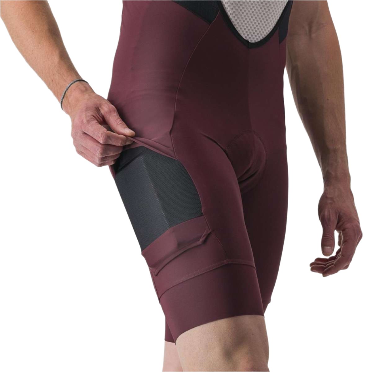 CASTELLI UNLIMITED CARGO BIBSHORT DEEP BORDEAUX SIDE POCKET