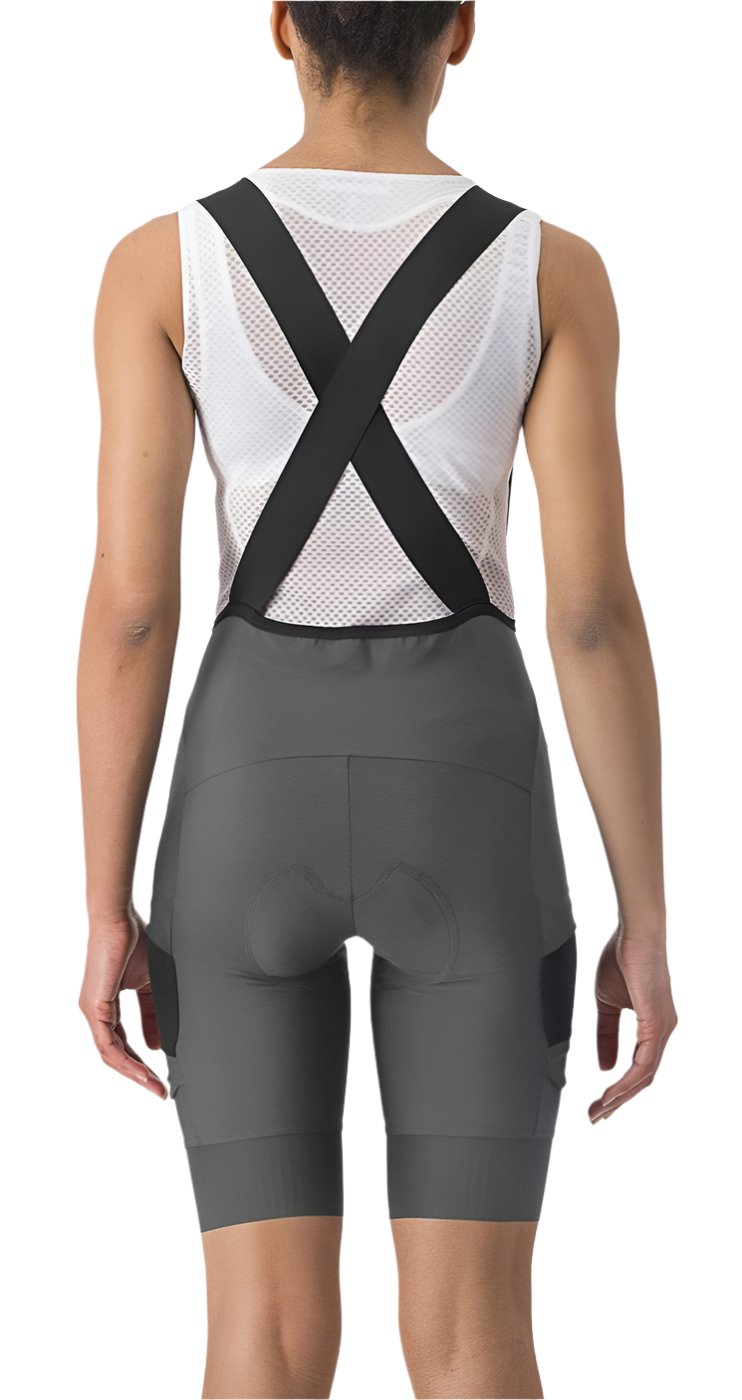 CASTELLI UNLIMITED CARGO WOMENS BIBSHORT GUNMETAL GRAY BACK