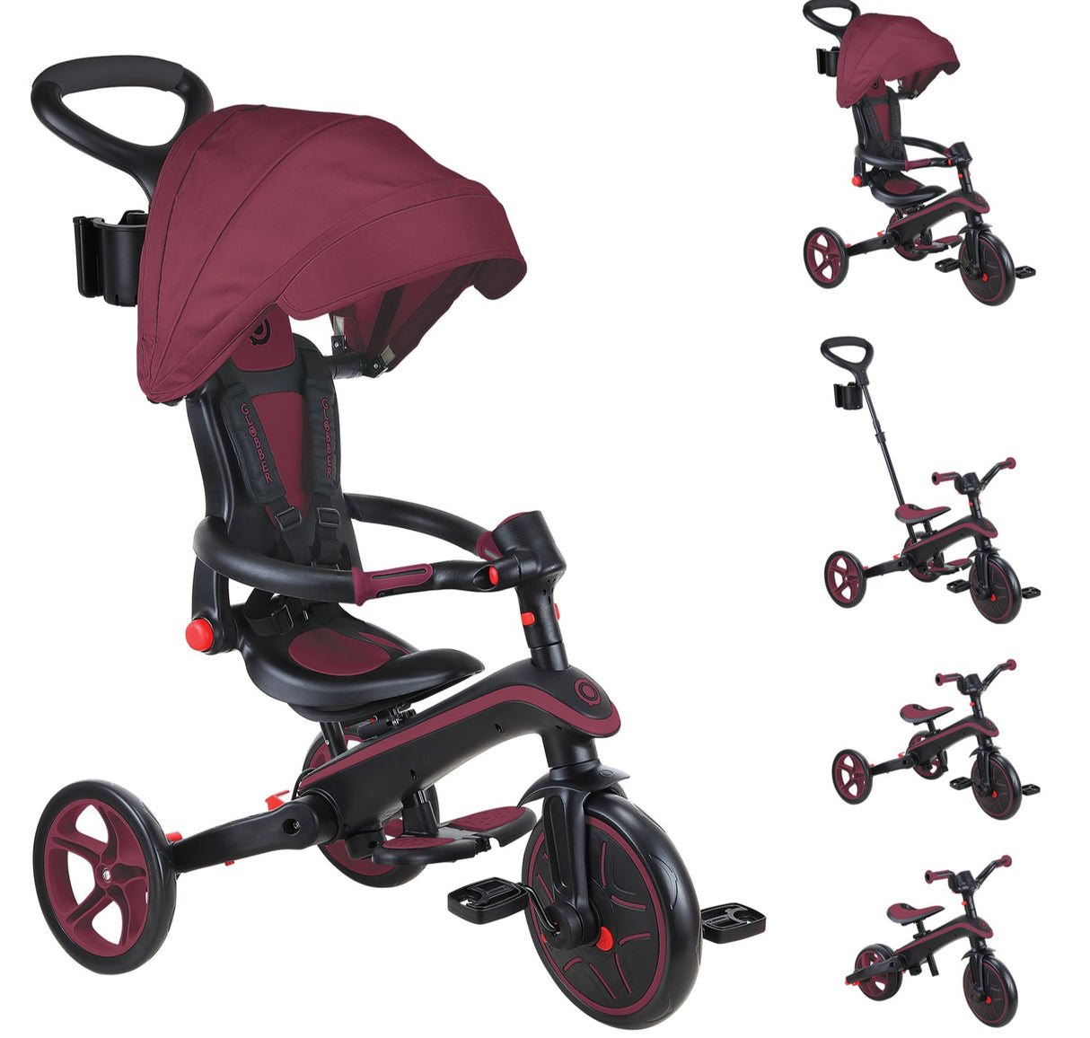 Globber Explorer Trike 4-in-1 Foldable - Burgundy