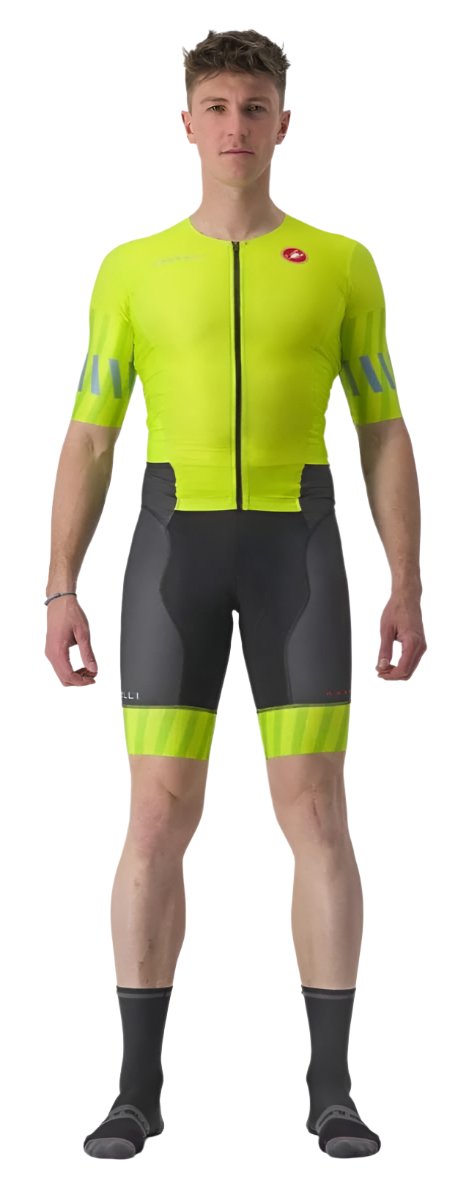 CASTELLI FREE SANREMO 2 SUIT SHORT SLEEVE ELECTRIC LIME/NIAGARA BLUE FRONT