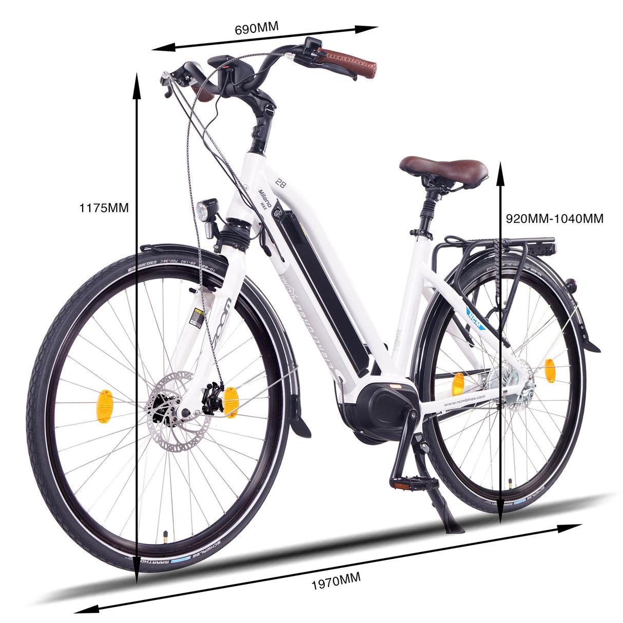 NCM Milano Max N8R 250W 36V 16Ah 576Wh White 28" Trekking E-Bike