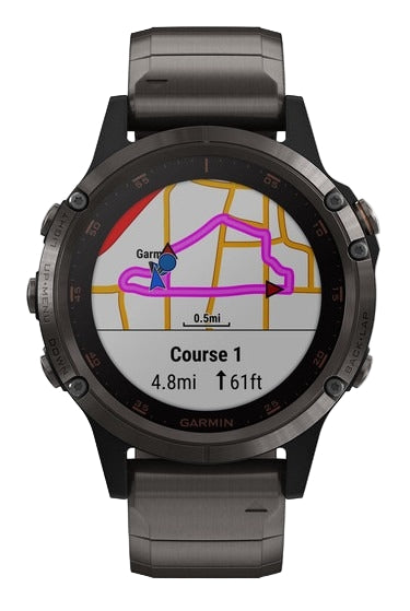 Garmin Fenix 5 Plus Sapphire Carbon Gray DLC Titanium Watch w/ Titanium Band