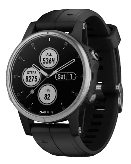 Garmin Fenix 5S Plus Multisport GPS HRM Sapphire Watch - Silver/Black