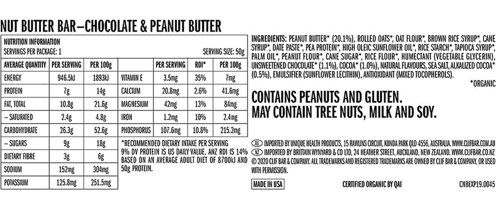 CLIF Nut Butter Bar - Chocolate & Peanut Butter