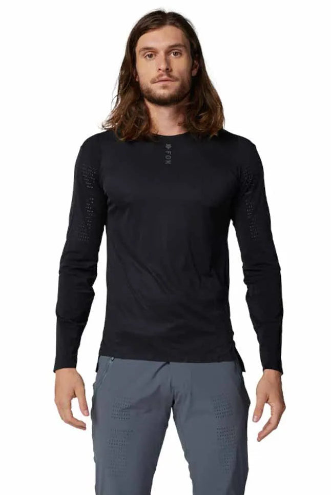 Fox Racing Flexair Pro Long Sleeve Jersey Black FRONT FACING MODEL