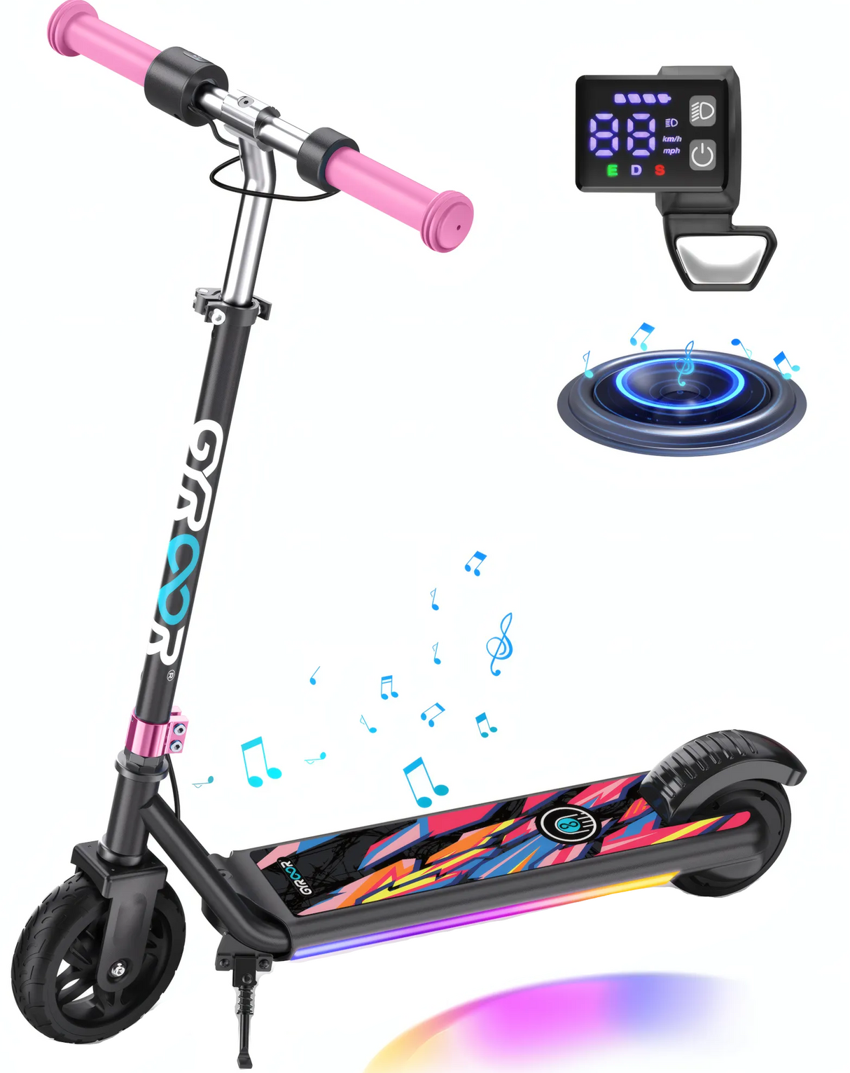 Gyroor H30 Max Kids Electric Scooter with Bluetooth - Pink