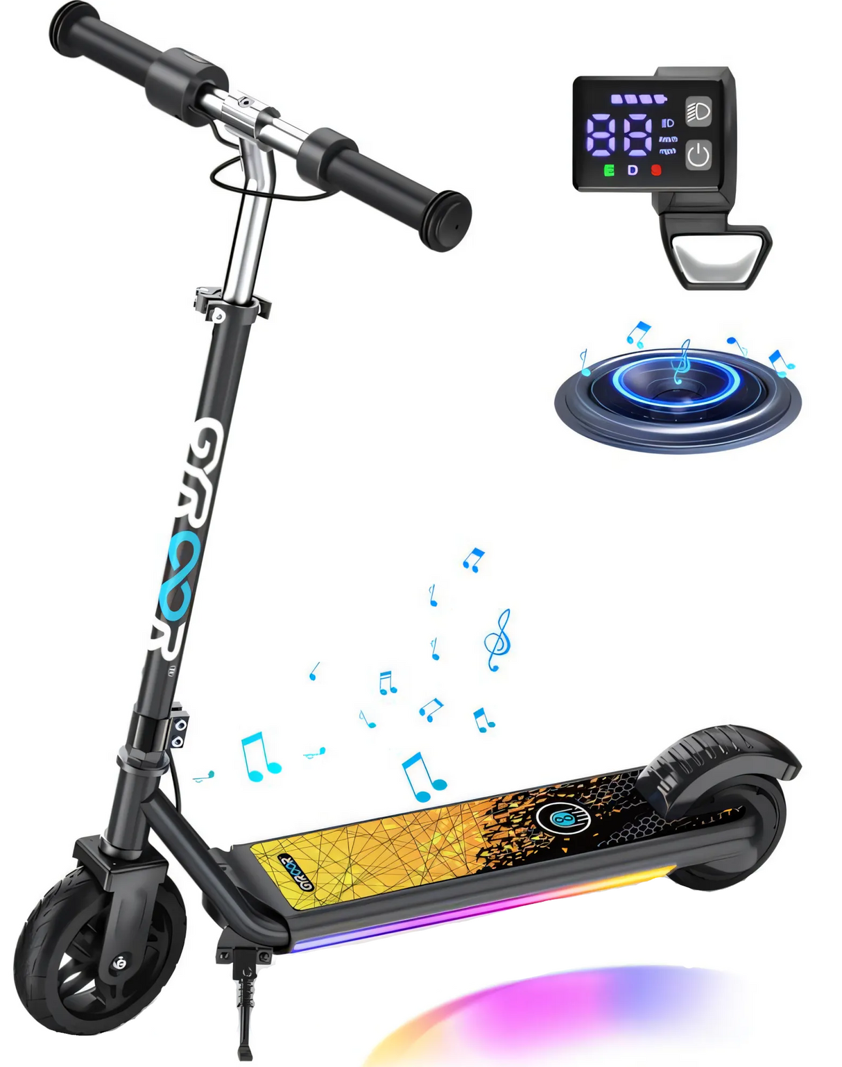Gyroor H30 Max Kids Electric Scooter with Bluetooth - Black