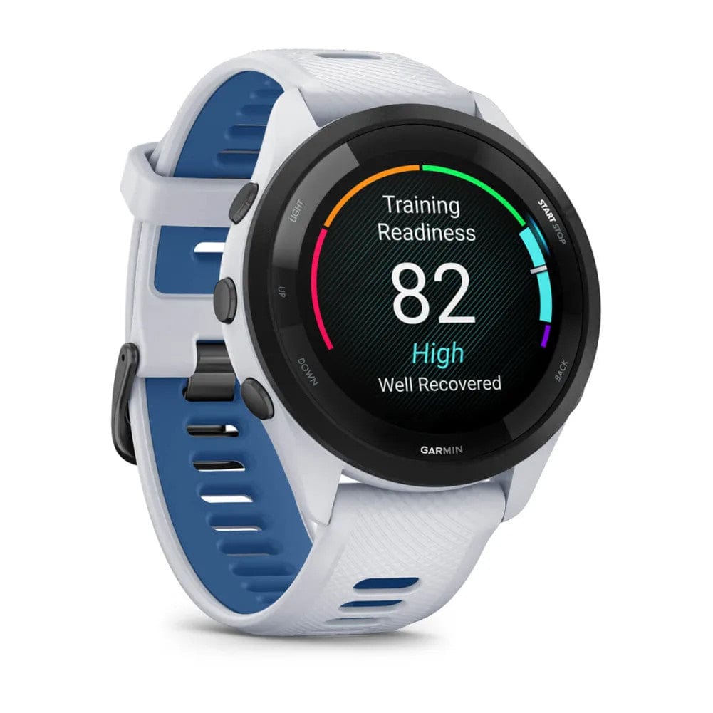 Garmin Forerunner 265 Black Bezel with Whitestone/Tidal Blue Band