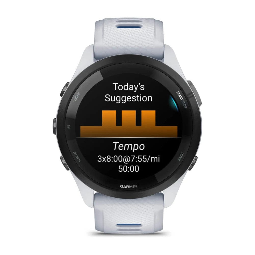 Garmin Forerunner 265 Black Bezel with Whitestone/Tidal Blue Band