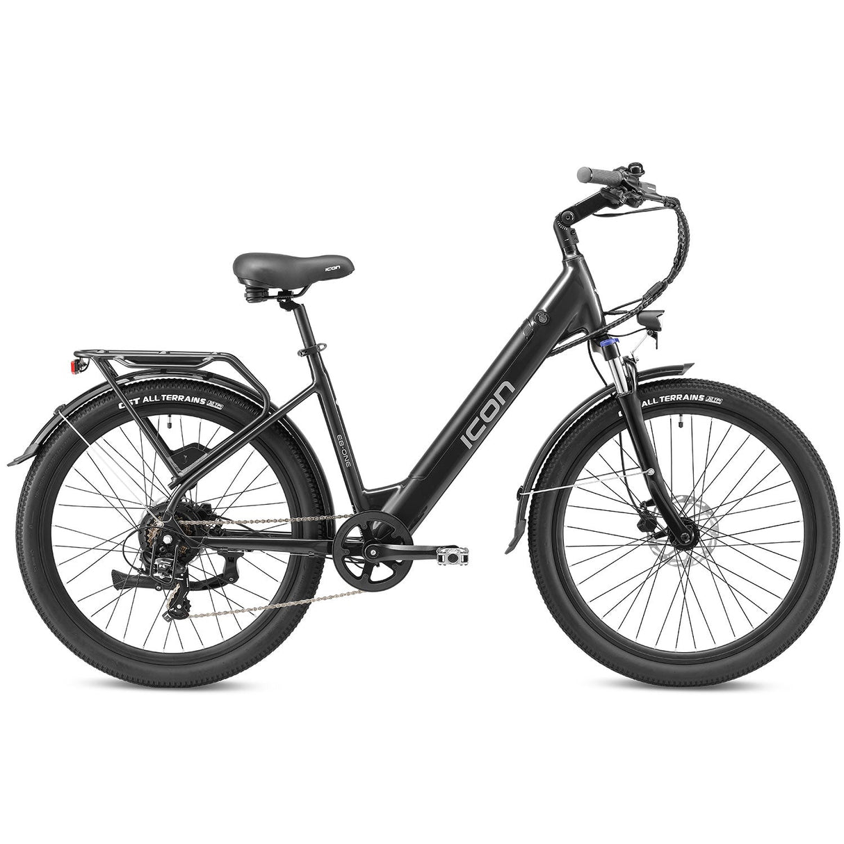 Icon EB-ONE 26" Step Thru Hub Drive Electric Bike Coffee Black
