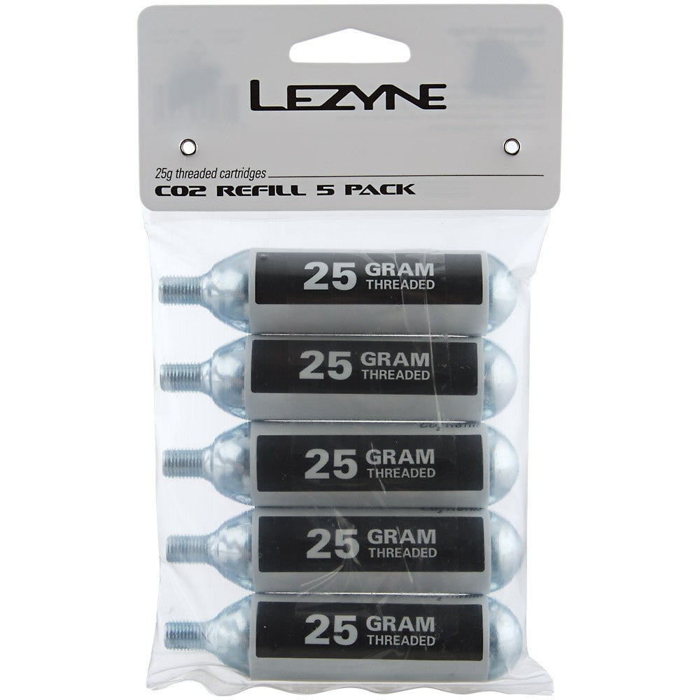 Lezyne 25 Gram Co2 5 Pack - Silver