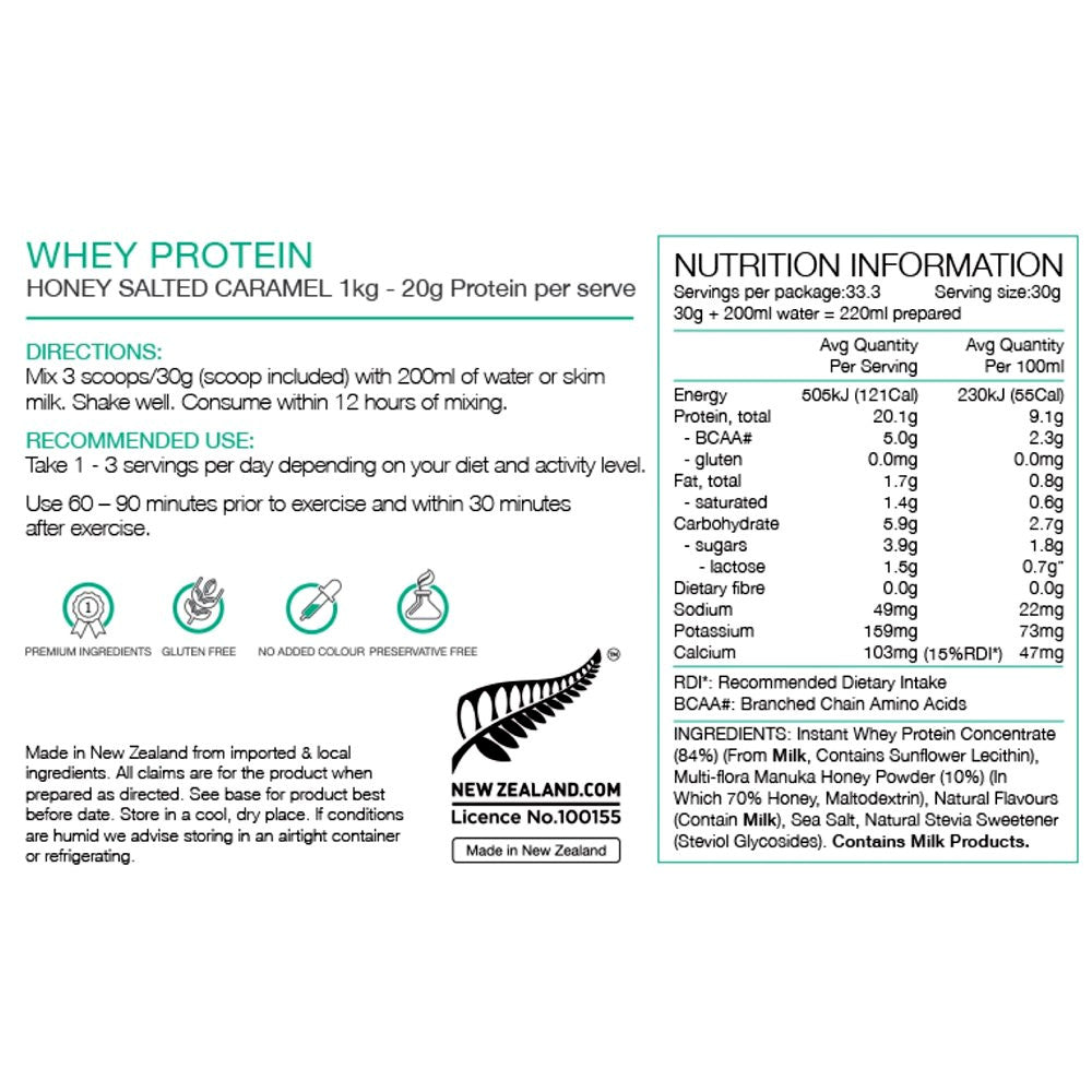 Pure Whey Natural Protein Powder 1kg Honey Salted Caramel