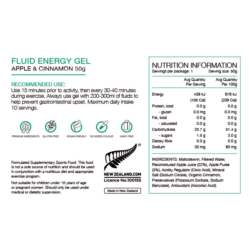 Pure Fluid Energy Gel 50g Apple Cinnamon