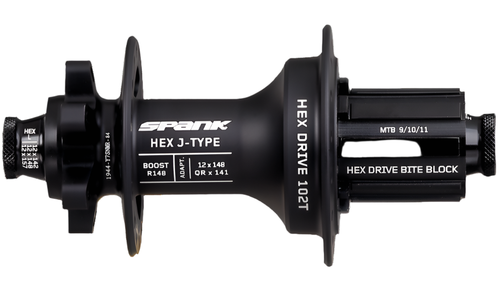 Spank Hex Drive 102T J-Bend Boost Rear Hub R148 XD Steel 32H Black (for E-bike)