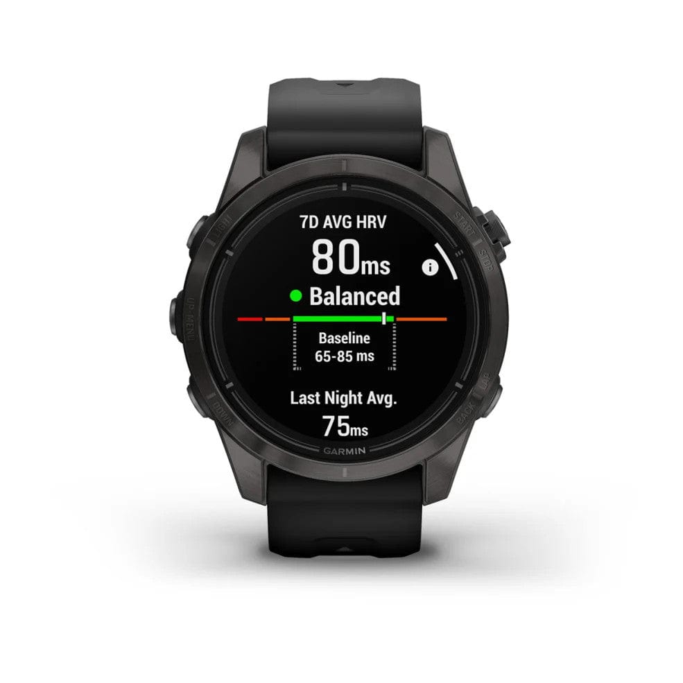 Garmin epix Pro/Sapphire Ed (Gen 2) 42mm Crbn Grey DLC Ti w/ Blk Band
