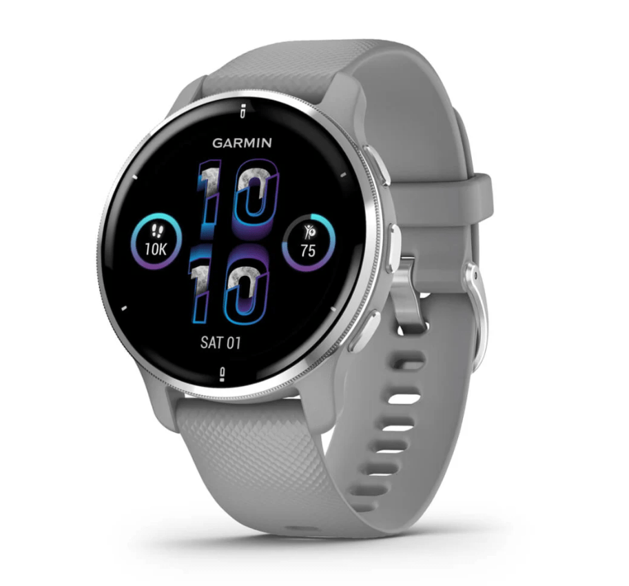 Garmin Venu® 2 Plus, Silver Stainless Steel Bezel With Powder Grey Case