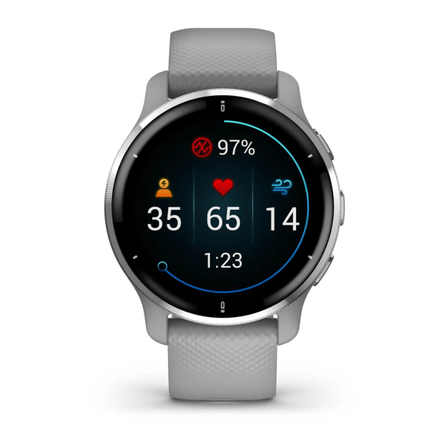 Garmin Venu® 2 Plus, Silver Stainless Steel Bezel With Powder Grey Case