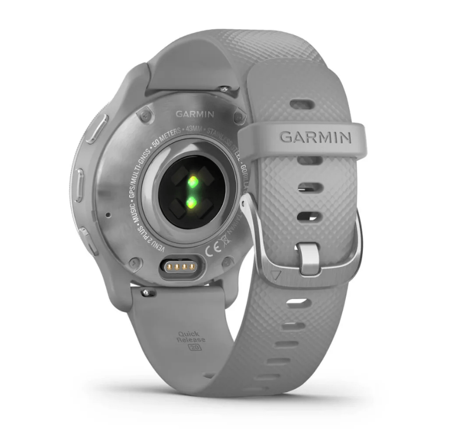 Garmin Venu® 2 Plus, Silver Stainless Steel Bezel With Powder Grey Case