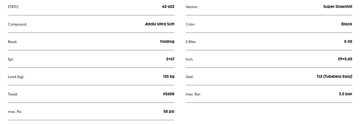 Schwalbe Big Betty 29 x 2.40" Super Downhill Addix Ultra Soft Evolution Line Tubeless Easy E-50 Tyre