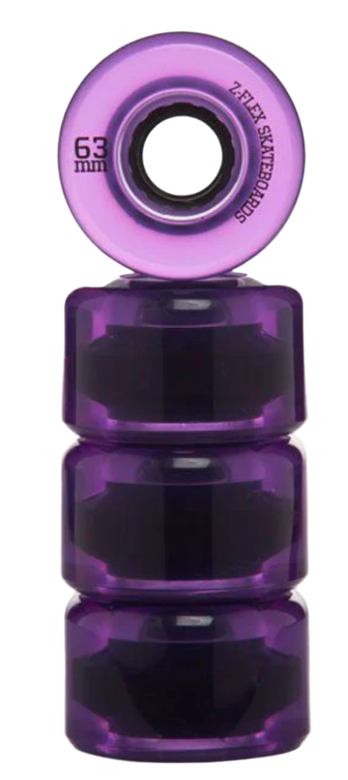 ZFlex V2 Z-SMOOTH 63MM 83A SKATEBOARD WHEELS PURPLE TRANS