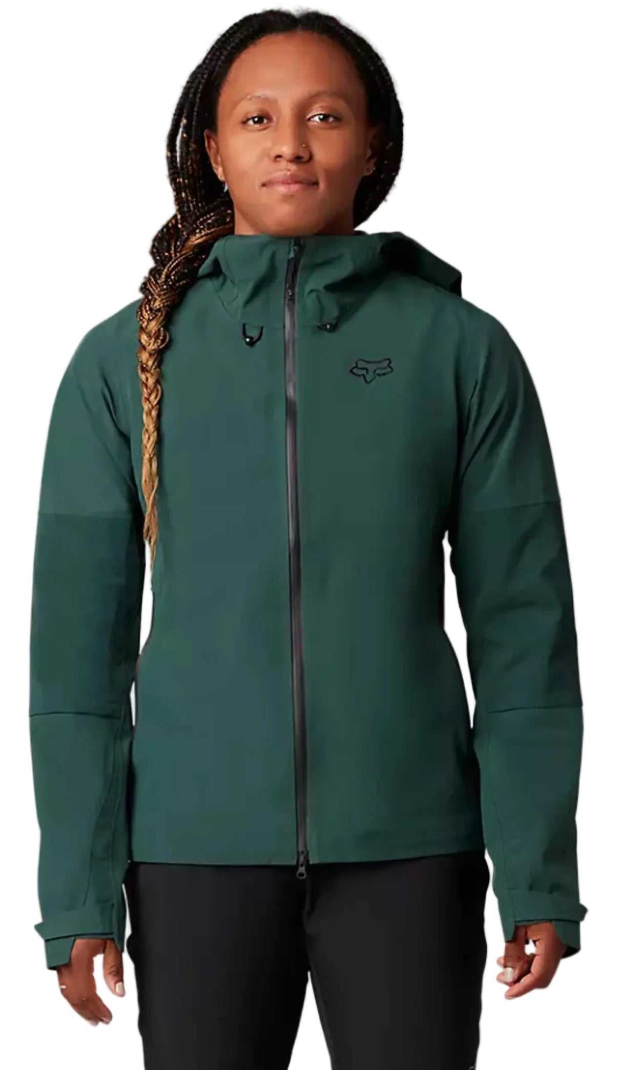 Fox Women DEFEND 3L WATER JACKET Emerald FRONT FACING MODEL