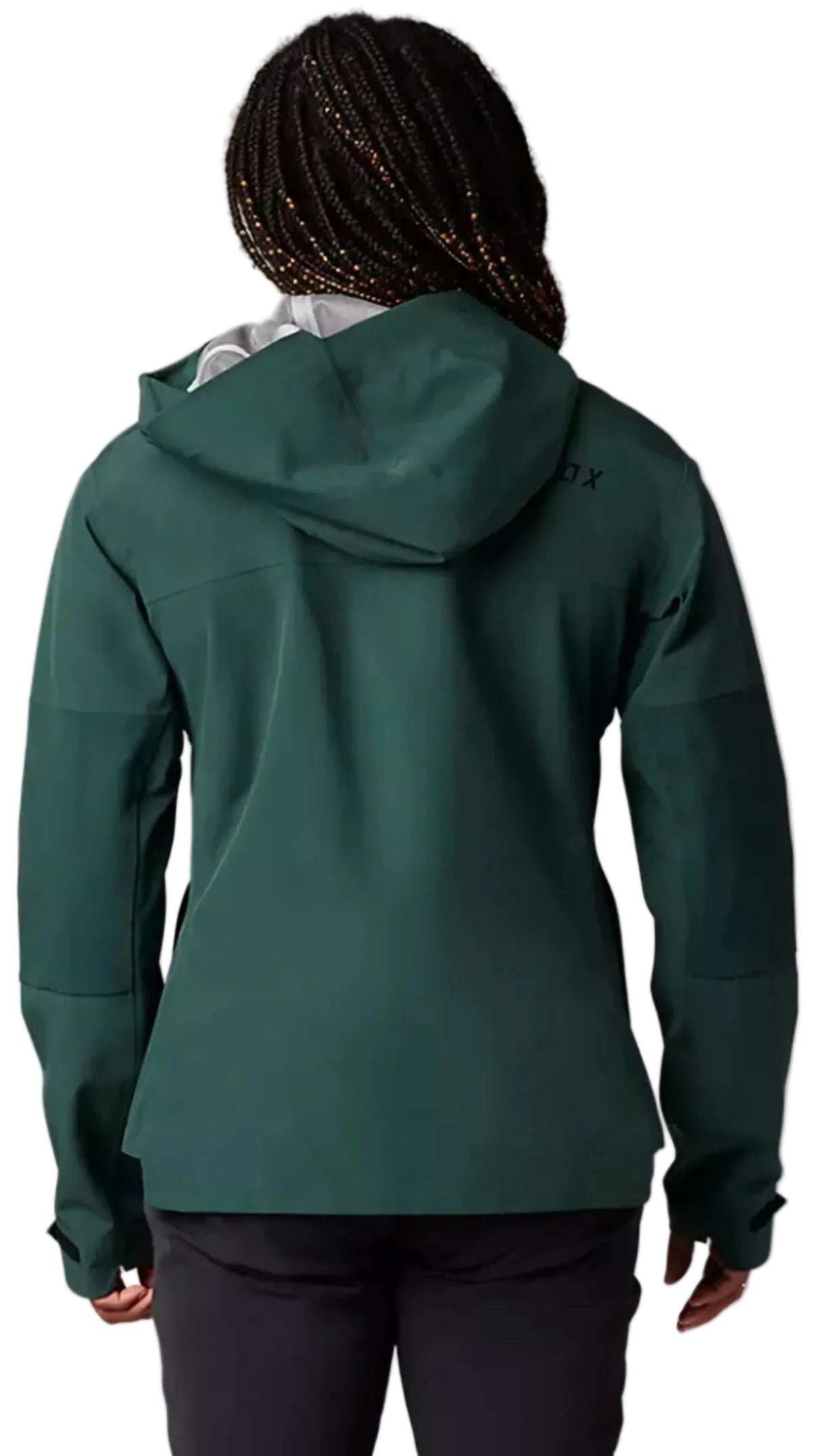 Fox Women DEFEND 3L WATER JACKET Emerald BACK FACING MODEL