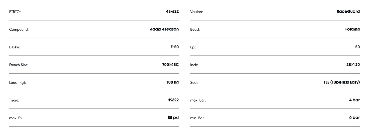 Schwalbe G-One Overland 365, 700 x 45C RaceGuard Addix 4 Season Compound Performance Line TUBELESS Tyre