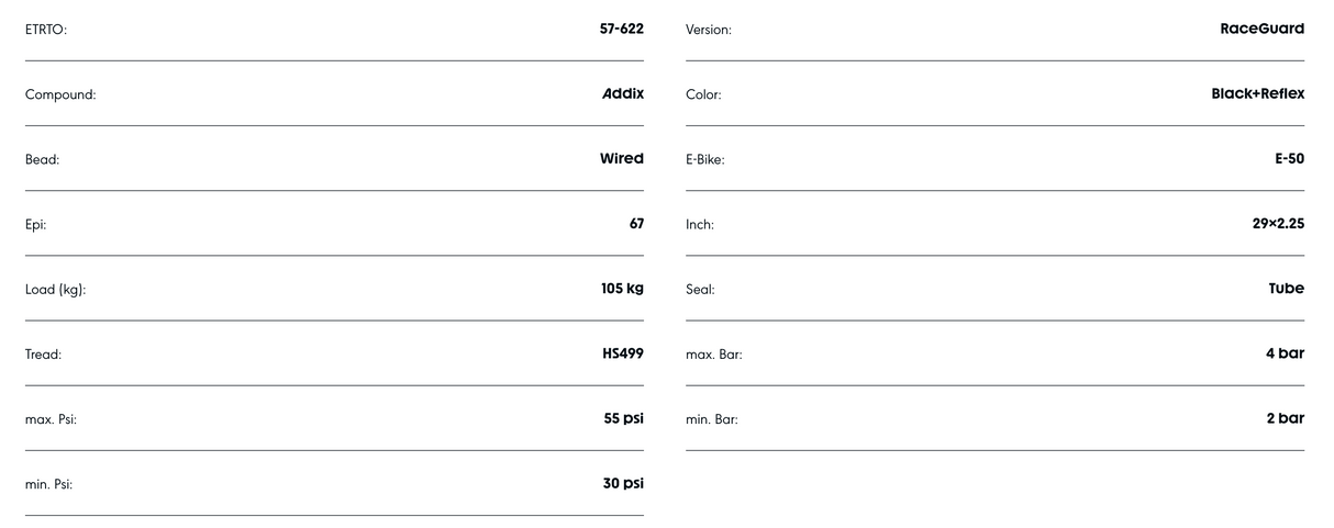 Schwalbe Hurricane 29 x 2.25" RaceGuard Addix Performance Compound Reflex Tyre