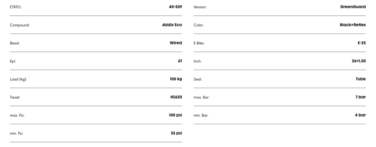 Schwalbe Marathon 26 x 1.50" (40-559) GreenGuard Reflective Sidewall