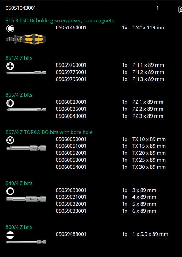 Wera Kraftform Kompakt 60 ESD Holder 17-Piece Set