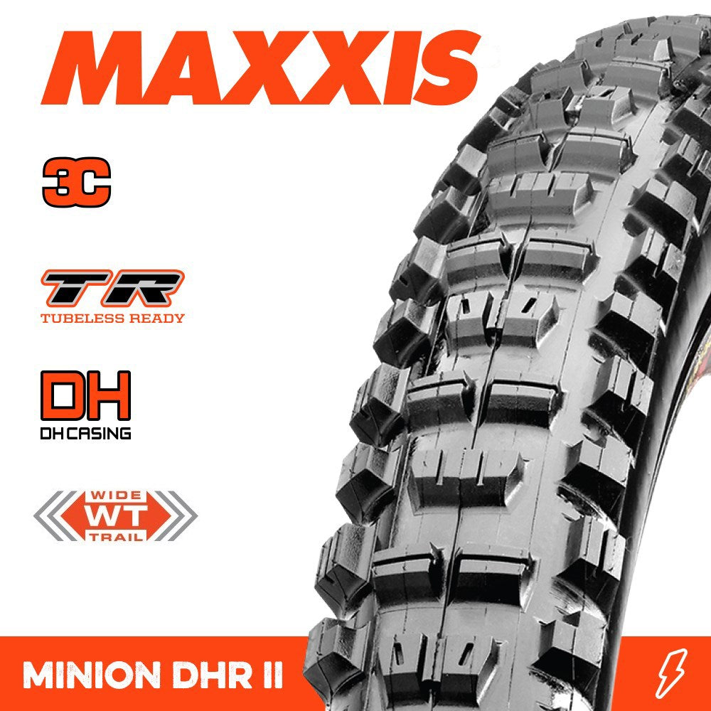 Maxxis MINION DHR II 27.5 X 2.40 WT 3C GRIP EXO+ TR FOLD 60TPI E-25 TYRE