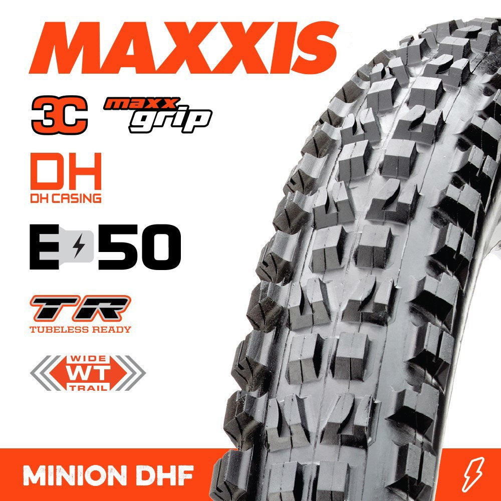 Maxxis MINION DHF 29 X 2.50 3C GRIP DH TR E-MTB FOLD 60X2TPI E-50 TYRE